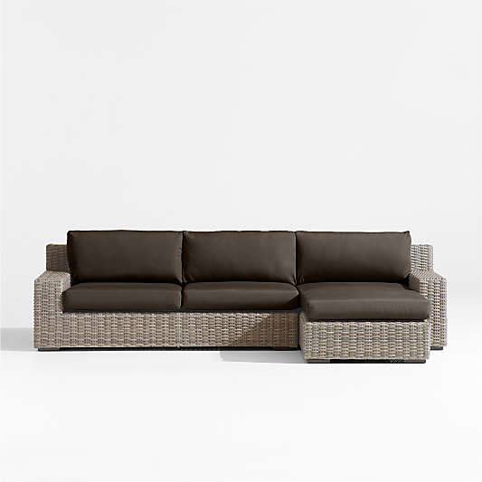 Abaco Resin Wicker 2-Piece Right-Arm Chaise Outdoor Sectional Sofa with Canvas Java Sunbrella ® Cushions