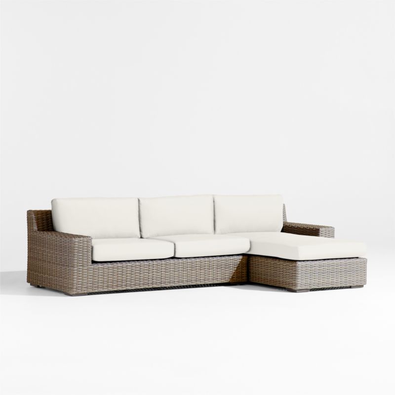 Abaco Resin Wicker 2-Piece Right-Arm Chaise Outdoor Sectional Sofa with Canvas Natural Sunbrella ® Cushions