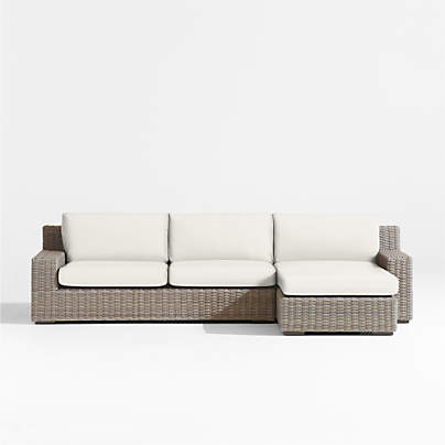 Abaco Resin Wicker 2-Piece Right-Arm Chaise Outdoor Sectional Sofa with Natural Sunbrella ® Cushions