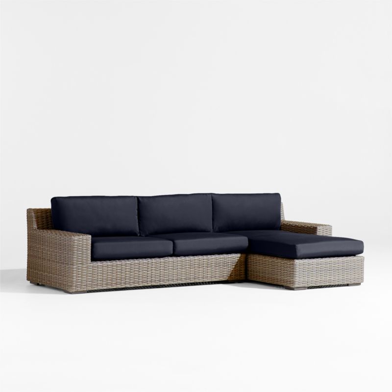 Abaco Resin Wicker 2-Piece Right-Arm Chaise Outdoor Sectional Sofa with Canvas Navy Sunbrella ® Cushions - image 7 of 9