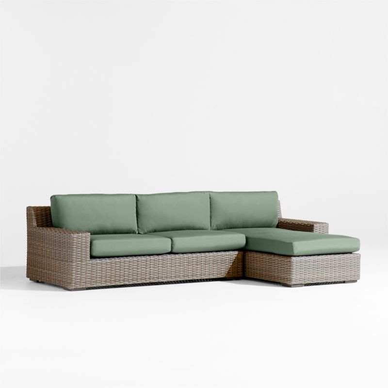 Abaco Resin Wicker 2-Piece Right-Arm Chaise Outdoor Sectional Sofa with Canvas Spa Sunbrella ® Cushions - image 7 of 9
