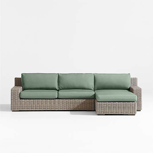 Abaco Resin Wicker 2-Piece Right-Arm Chaise Outdoor Sectional Sofa with Canvas Spa Sunbrella ® Cushions