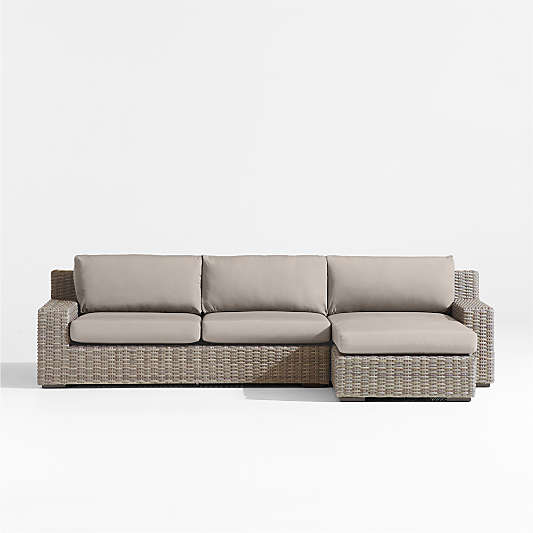 Abaco 2-Piece Right-Arm Chaise All-Weather Wicker Outdoor Sectional Sofa with Cast Ash Sunbrella ® Cushions