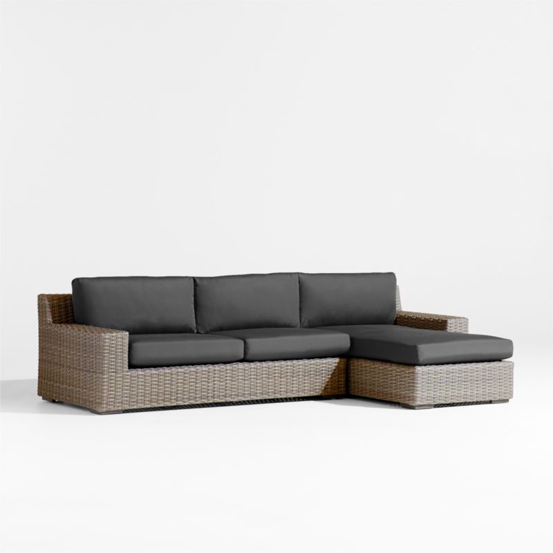 Abaco Resin Wicker 2-Piece Right-Arm Chaise Outdoor Sectional Sofa with Cast Charcoal Sunbrella ® Cushions - image 7 of 9