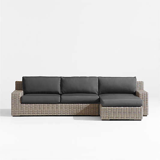 Abaco Resin Wicker 2-Piece Right-Arm Chaise Outdoor Sectional Sofa with Cast Charcoal Sunbrella ® Cushions