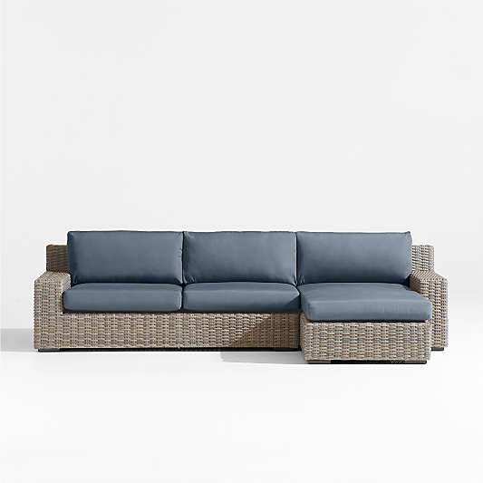 Abaco Resin Wicker 2-Piece Right-Arm Chaise Outdoor Sectional Sofa with Cast Harbor Sunbrella ® Cushions