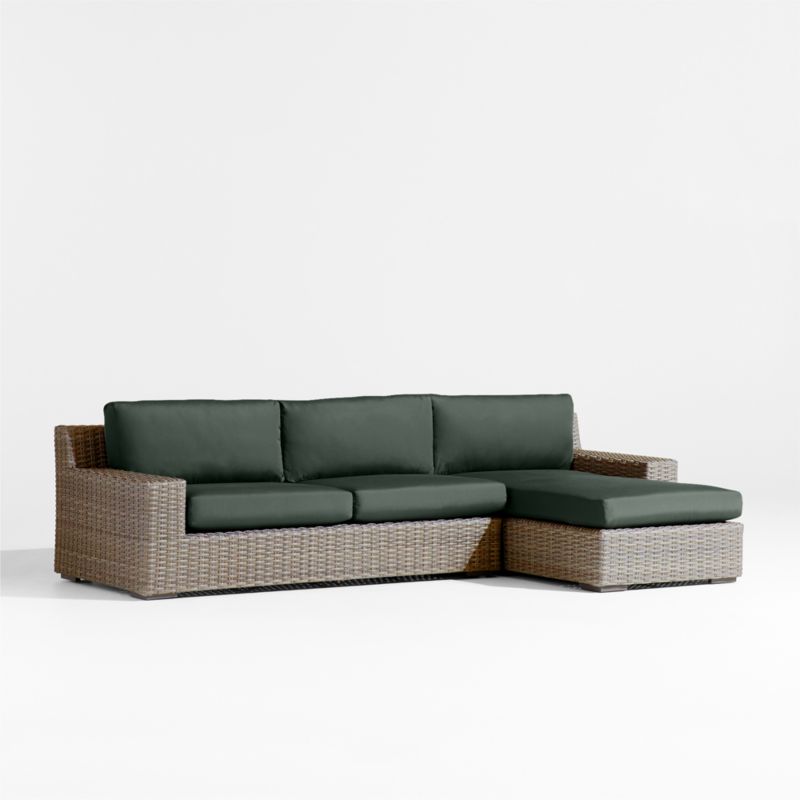 Abaco Resin Wicker 2-Piece Right-Arm Chaise Outdoor Sectional Sofa with Cast Ivy Sunbrella ® Cushions - image 7 of 9