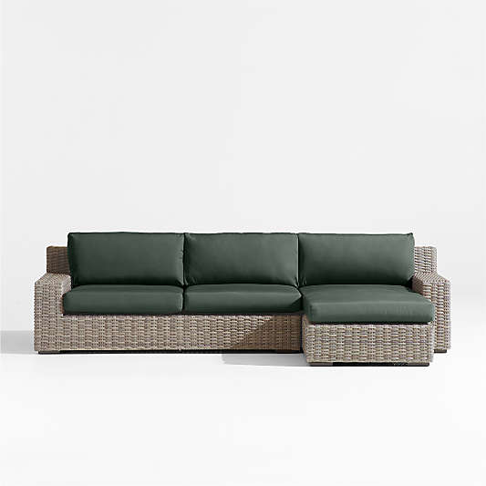 Abaco Resin Wicker 2-Piece Right-Arm Chaise Outdoor Sectional Sofa with Cast Ivy Sunbrella ® Cushions