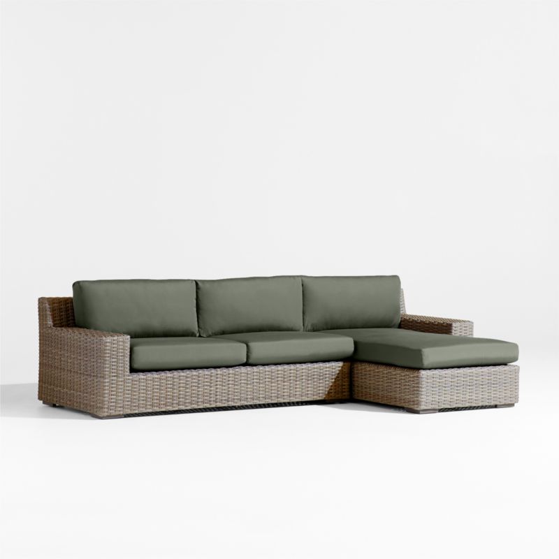 Abaco Resin Wicker 2-Piece Right-Arm Chaise Outdoor Sectional Sofa with Cast Sage Sunbrella ® Cushions - image 7 of 9