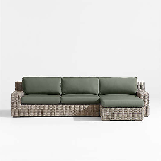 Abaco 2-Piece Right-Arm Chaise All-Weather Wicker Outdoor Sectional Sofa with Cast Sage Sunbrella ® Cushions