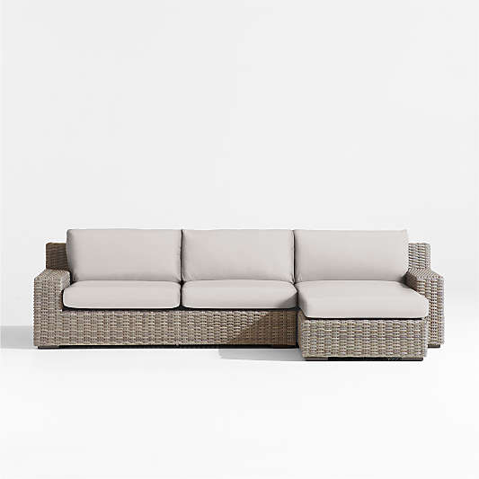 Abaco 2-Piece Right-Arm Chaise All-Weather Wicker Outdoor Sectional Sofa with Cast Silver Sunbrella ® Cushions