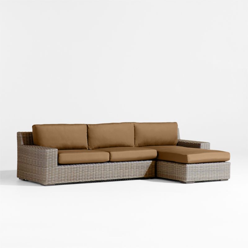 Abaco Resin Wicker 2-Piece Right-Arm Chaise Outdoor Sectional Sofa with Cast Teak Sunbrella ® Cushions - image 7 of 9