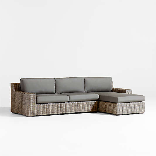 Abaco Resin Wicker 2-Piece Right-Arm Chaise Outdoor Sectional Sofa with Canvas Charcoal Sunbrella ® Cushions