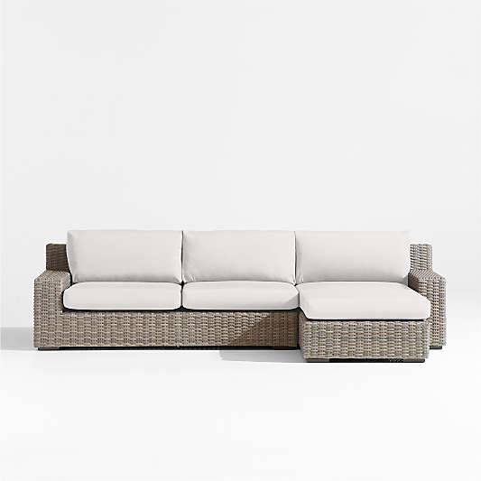 Abaco Resin Wicker 2-Piece Right-Arm Chaise Outdoor Sectional Sofa with White Sand Sunbrella ® Cushions