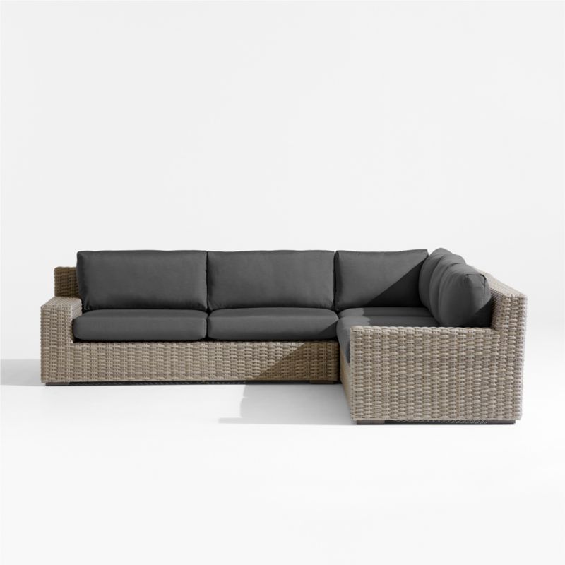 Abaco Resin Wicker -Piece L-Shaped Outdoor Sectional Sofa with Charcoal Sunbrella ® Cushions
