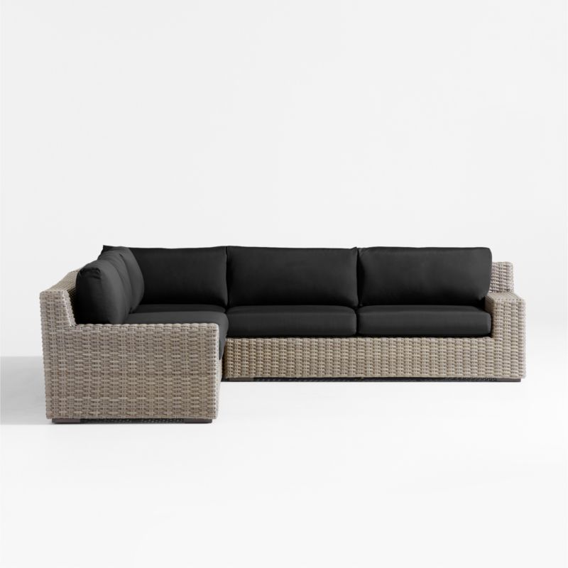 Abaco Resin Wicker 3-Piece L-Shaped Outdoor Sectional Sofa with Canvas Black Sunbrella ® Cushions - image 7 of 8