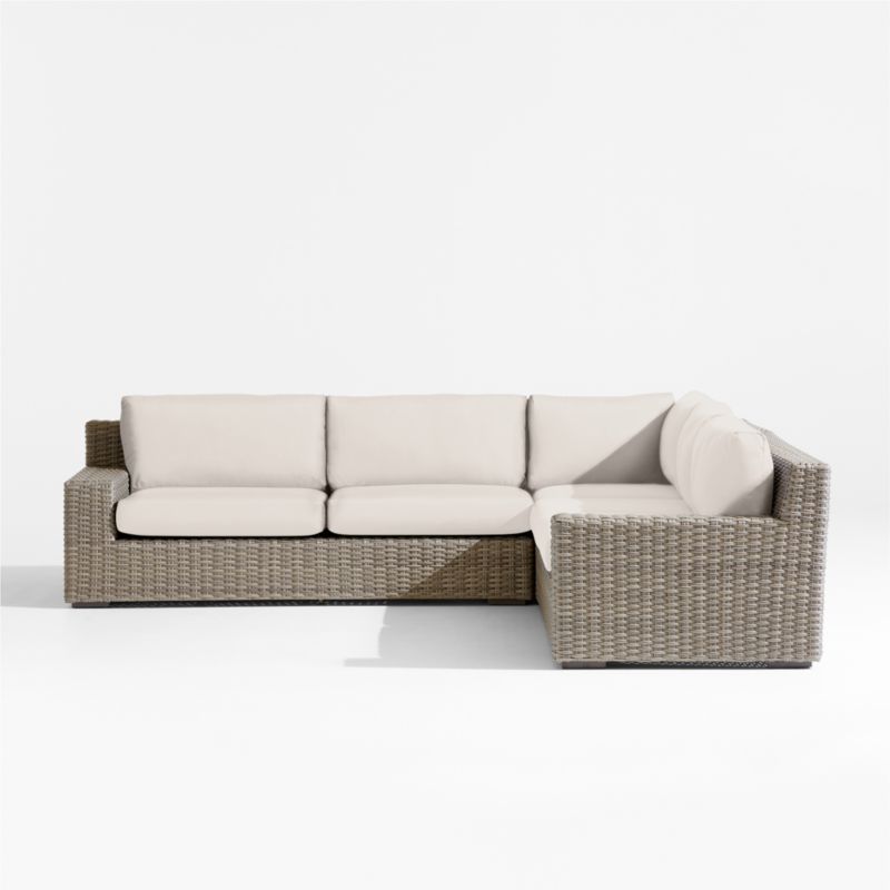 Abaco Resin Wicker 3-Piece L-Shaped Outdoor Sectional Sofa with Canvas Canvas Sunbrella ® Cushions - image 6 of 8
