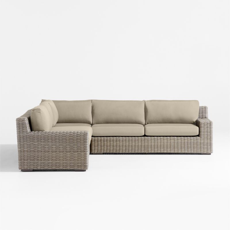 Abaco Resin Wicker 3-Piece L-Shaped Outdoor Sectional Sofa with Canvas Flax Sunbrella ® Cushions - image 7 of 8