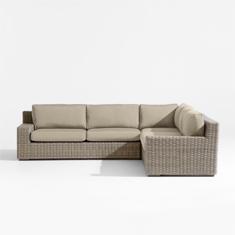 Abaco Resin Wicker 3-Piece L-Shaped Outdoor Sectional Sofa with Canvas Flax Sunbrella ® Cushions - image 6 of 8