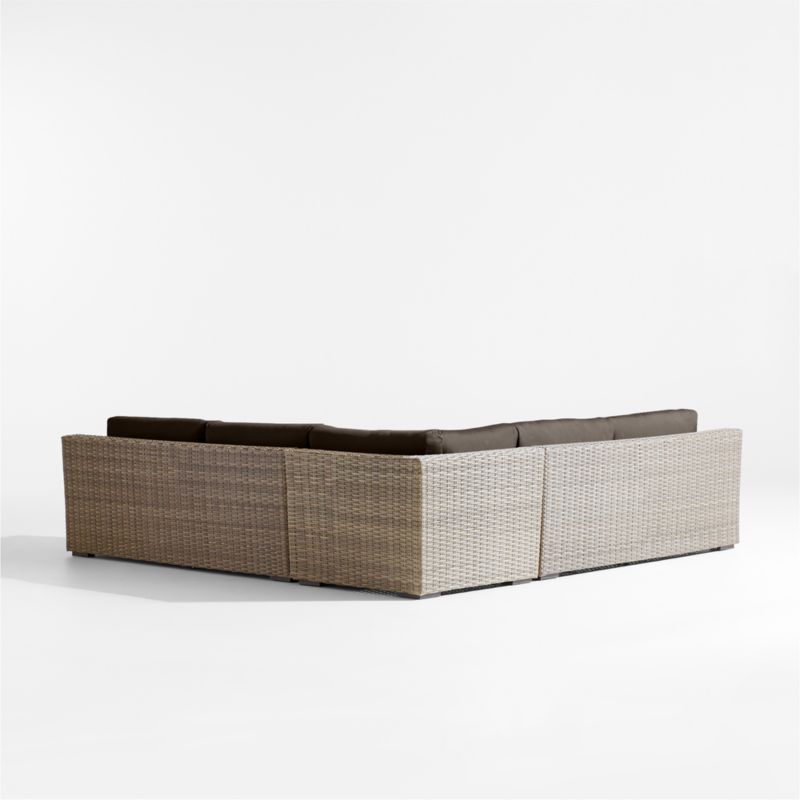 Abaco Resin Wicker 3-Piece L-Shaped Outdoor Sectional Sofa with Canvas Java Sunbrella ® Cushions - image 8 of 8