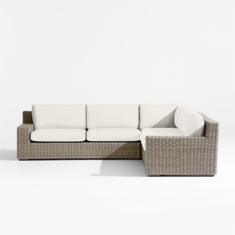 Abaco Resin Wicker 3-Piece L-Shaped Outdoor Sectional Sofa with Natural Sunbrella ® Cushions - image 6 of 9