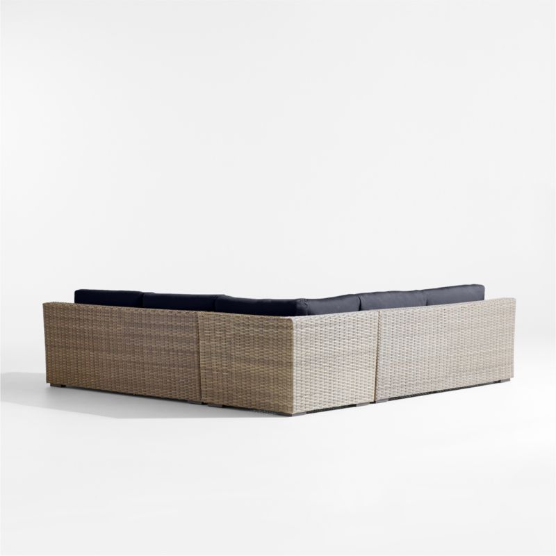 Abaco Resin Wicker 3-Piece L-Shaped Outdoor Sectional Sofa with Canvas Navy Sunbrella ® Cushions - image 8 of 8