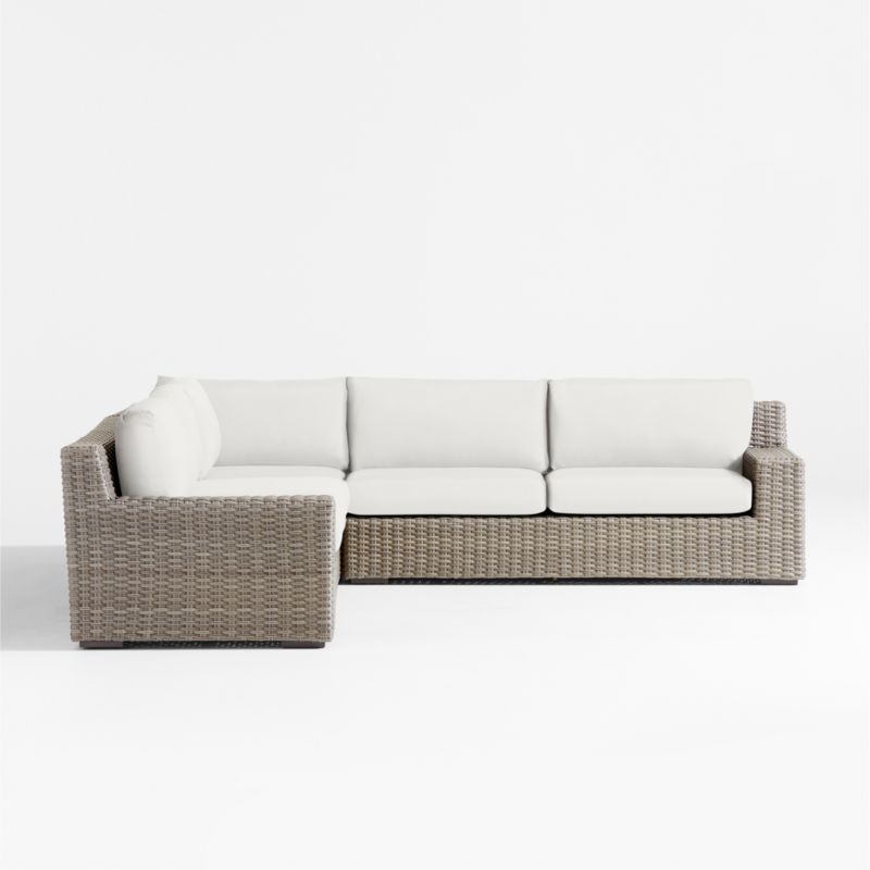 Abaco Resin Wicker 3-Piece L-Shaped Outdoor Sectional Sofa with Canvas White Sunbrella ® Cushions - image 7 of 8
