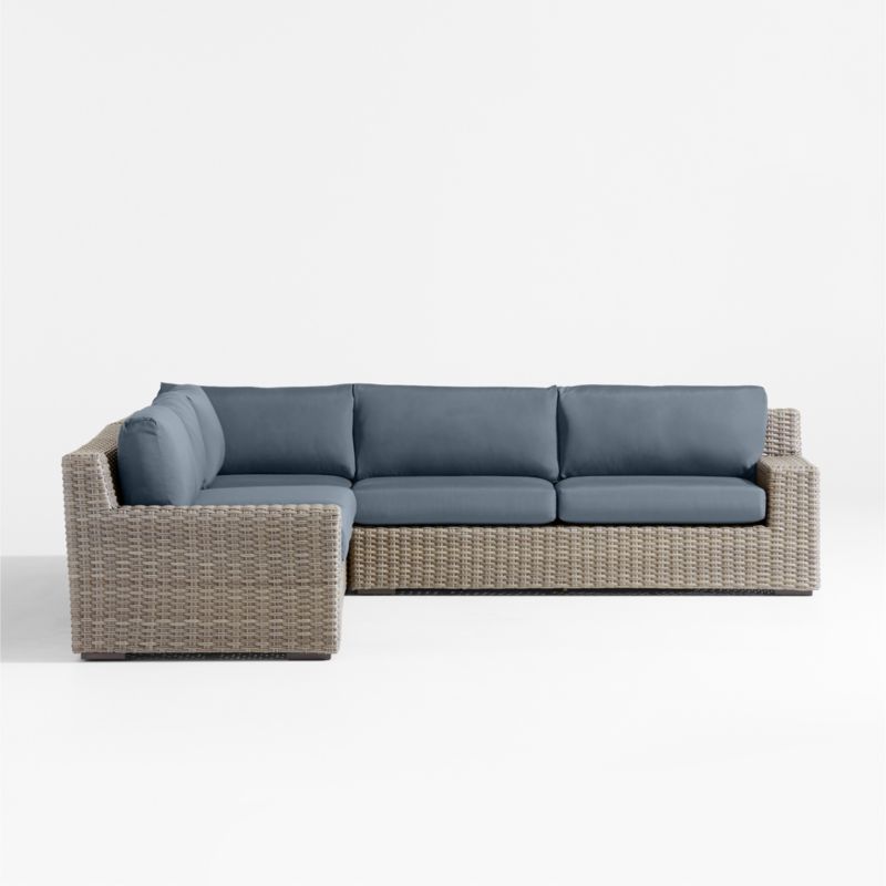 Abaco Resin Wicker 3-Piece L-Shaped Outdoor Sectional Sofa with Cast Harbor Sunbrella ® Cushions - image 7 of 8