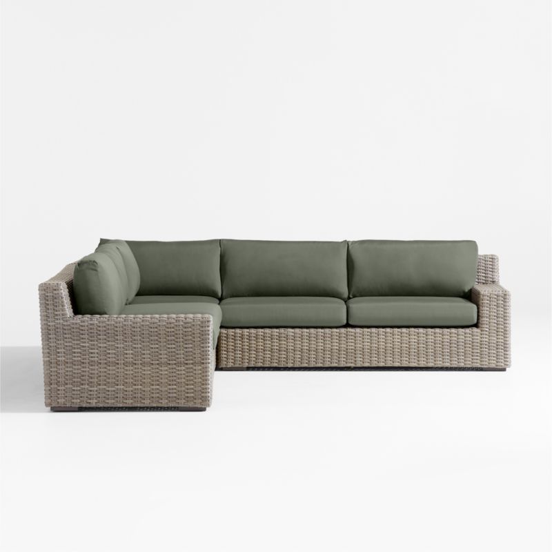 Abaco Resin Wicker 3-Piece L-Shaped Outdoor Sectional Sofa with Cast Sage Sunbrella ® Cushions - image 7 of 8