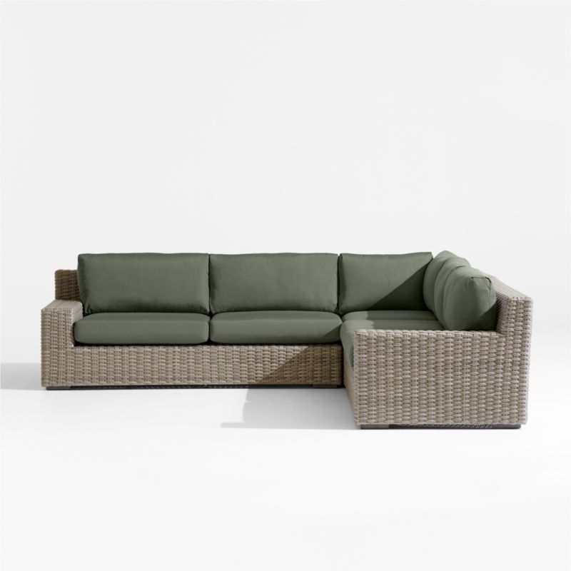 Abaco Resin Wicker 3-Piece L-Shaped Outdoor Sectional Sofa with Cast Sage Sunbrella ® Cushions - image 6 of 8