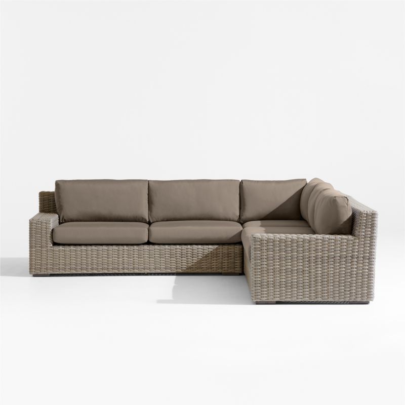 Abaco Resin Wicker 3-Piece L-Shaped Outdoor Sectional Sofa with Cast Shale Sunbrella ® Cushions - image 7 of 9