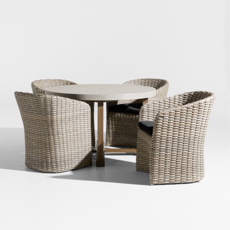 Viewing product image Abaco 48" Grey Wood Outdoor Dining Set with Canvas Black Sunbrella ® Cushions - image 1 of 4