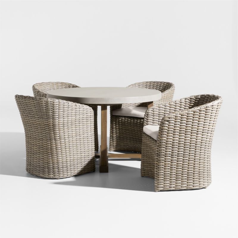 Viewing product image Abaco 48" Grey Wood Outdoor Dining Set with Canvas Canvas Sunbrella ® Cushions - image 1 of 4