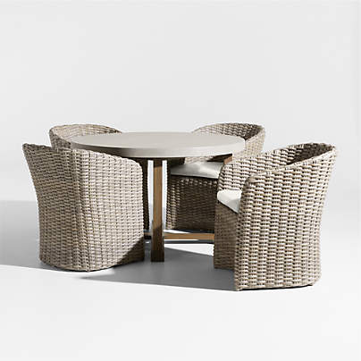 Abaco 48" All-Weather Wicker Round Outdoor Dining Set with Canvas Natural Sunbrella ® Cushions