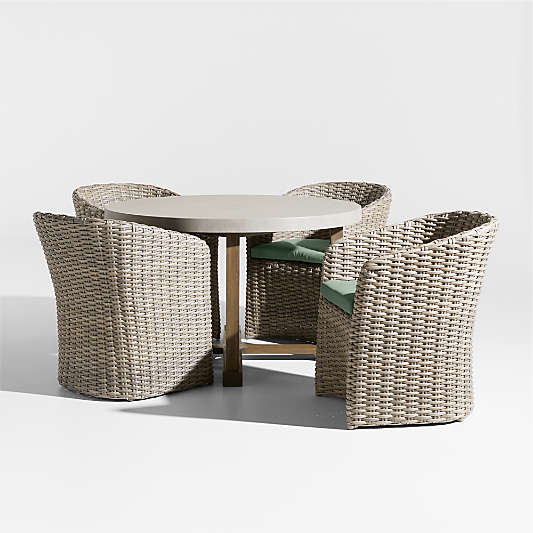 Abaco 48" Grey Wood Outdoor Dining Set with Canvas Spa Sunbrella ® Cushions