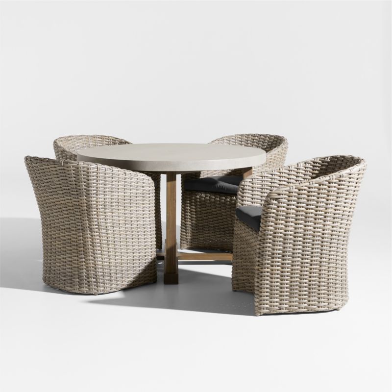Viewing product image Abaco 48" Grey Wood Outdoor Dining Set with Cast Charcoal Sunbrella ® Cushions - image 1 of 4