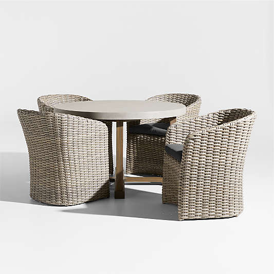 Abaco 48" Grey Wood Outdoor Dining Set with Cast Charcoal Sunbrella ® Cushions