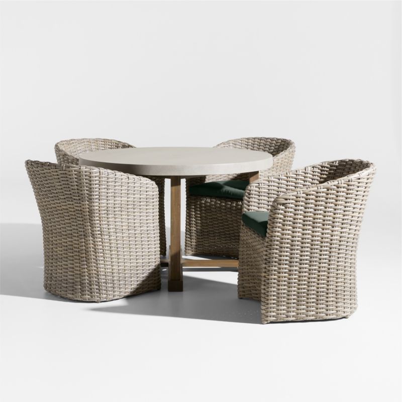 Viewing product image Abaco 48" Grey Wood Outdoor Dining Set with Cast Ivy Sunbrella ® Cushions - image 1 of 4