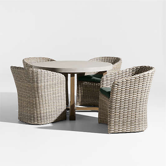 Abaco 48" Grey Wood Outdoor Dining Set with Cast Ivy Sunbrella ® Cushions