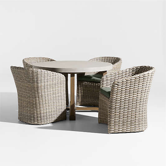 Abaco 48" Grey Wood Outdoor Dining Set with Cast Sage Sunbrella ® Cushions