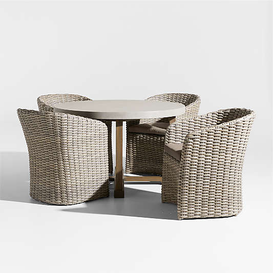 Abaco 48" All-Weather Wicker Round Outdoor Dining Set with Cast Shale Sunbrella ® Cushions