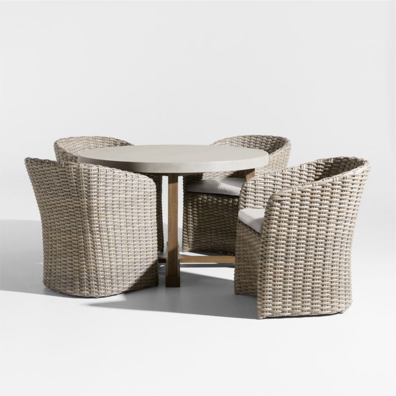 Viewing product image Abaco 48" Grey Wood Outdoor Dining Set with Cast Silver Sunbrella ® Cushions - image 1 of 4