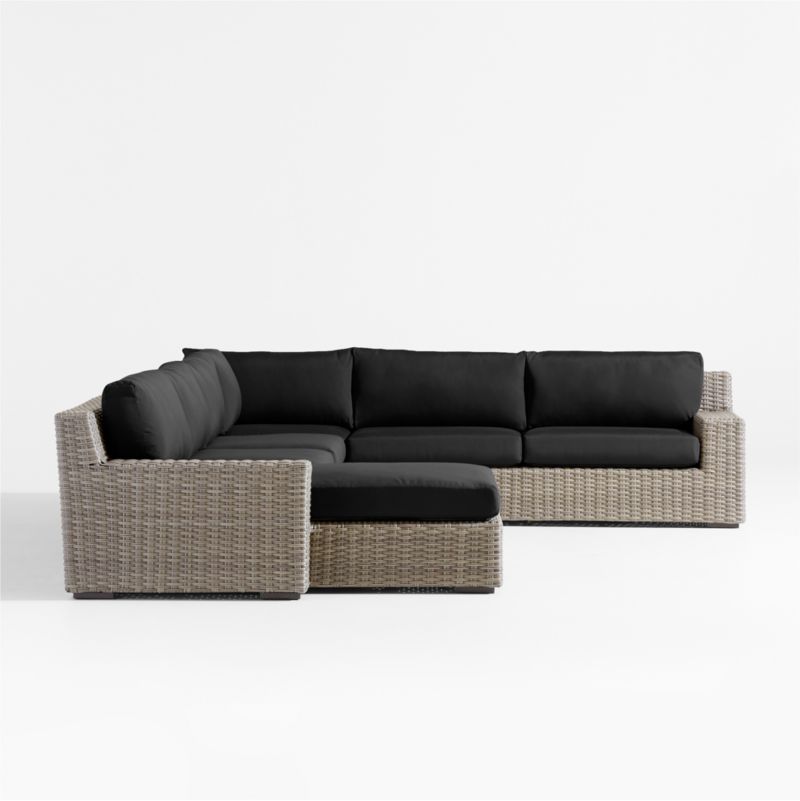 Abaco Resin Wicker 5-Piece Left-Arm Chaise Outdoor Sectional Sofa with Canvas Black Sunbrella ® Cushions - image 7 of 8