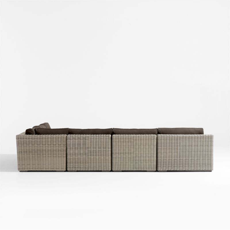 Abaco Resin Wicker 5-Piece Left-Arm Chaise Outdoor Sectional Sofa with Canvas Java Sunbrella ® Cushions - image 8 of 8