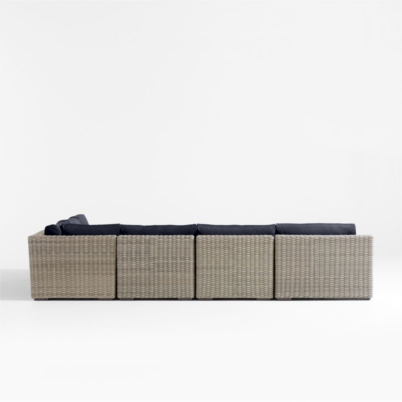 Abaco Resin Wicker 5-Piece Left-Arm Chaise Outdoor Sectional Sofa with Canvas Navy Sunbrella ® Cushions - image 9 of 9