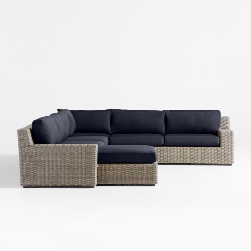 Abaco Resin Wicker 5-Piece Left-Arm Chaise Outdoor Sectional Sofa with Canvas Navy Sunbrella ® Cushions - image 8 of 9