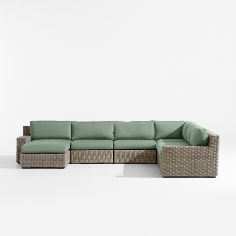 Abaco Resin Wicker 5-Piece Left-Arm Chaise Outdoor Sectional Sofa with Canvas Spa Sunbrella ® Cushions - image 8 of 10