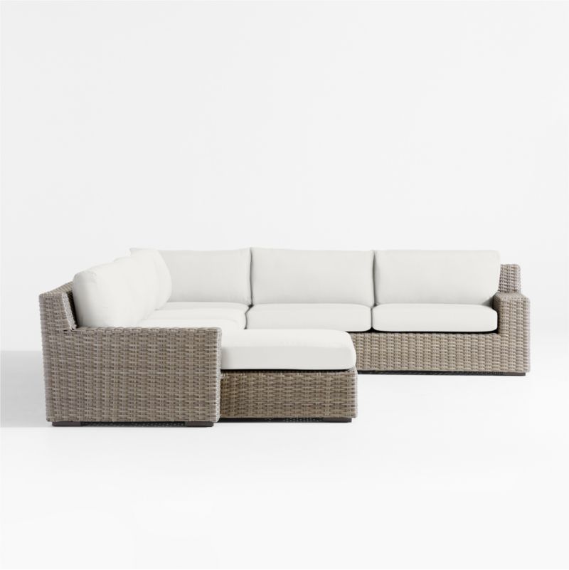 Abaco Resin Wicker 5-Piece Left-Arm Chaise Outdoor Sectional Sofa with Canvas White Sunbrella ® Cushions - image 7 of 8