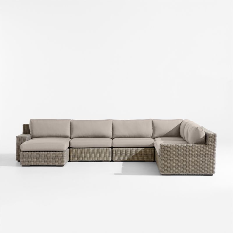 Abaco Resin Wicker 5-Piece Left-Arm Chaise Outdoor Sectional Sofa with Cast Ash Sunbrella ® Cushions - image 6 of 8