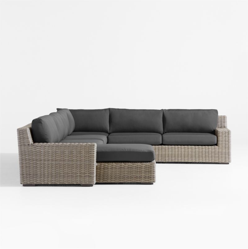 Abaco Resin Wicker 5-Piece Left-Arm Chaise Outdoor Sectional Sofa with Cast Charcoal Sunbrella ® Cushions - image 8 of 9
